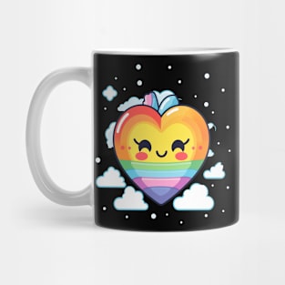 Pride Rainbow Kawaii Heart Mug